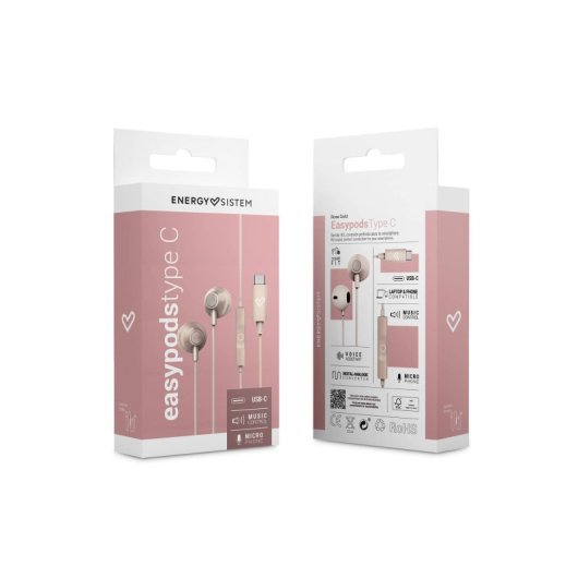 Auriculares Energy Sistem con cable USB Tipo C, micrófono y aislamiento acústico