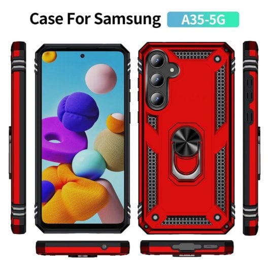 Custodia magnetica digitale Max Power per Samsung Galaxy A35 5G con anello rotante