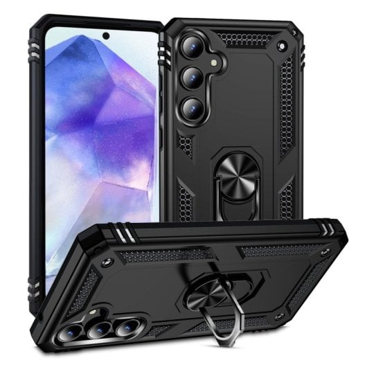 Max Power Digital Magnetic Case für Samsung Galaxy A55 5G Hülle mit drehbarem Ring Schwarz