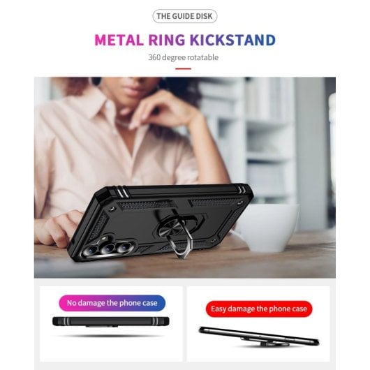 Max Power Digital Magnetic Case für Samsung Galaxy A55 5G Hülle mit drehbarem Ring Schwarz