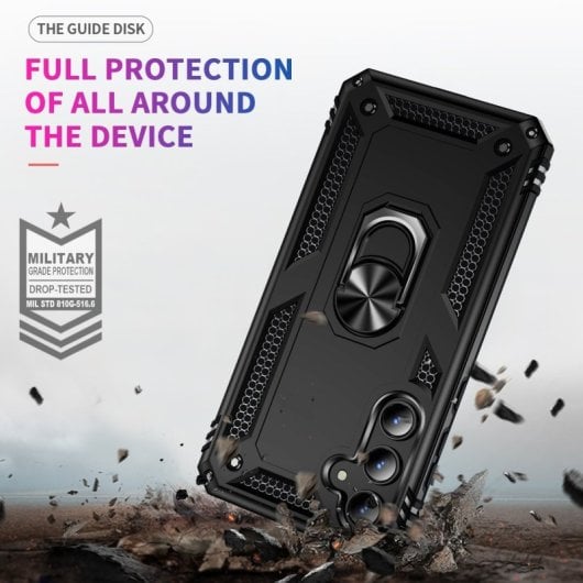 Max Power Digital Magnetic Case für Samsung Galaxy A55 5G Hülle mit drehbarem Ring Schwarz