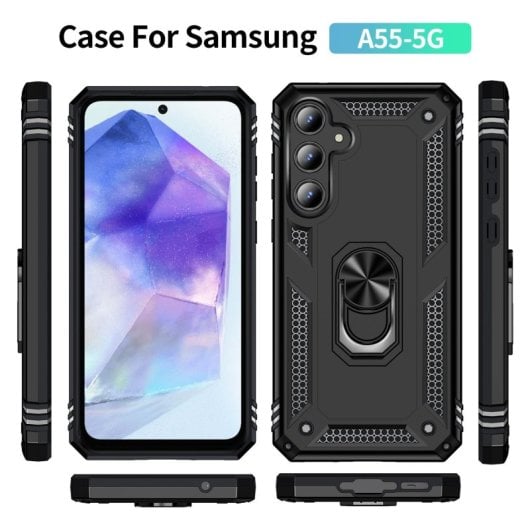 Max Power Digital Magnetic Case für Samsung Galaxy A55 5G Hülle mit drehbarem Ring Schwarz