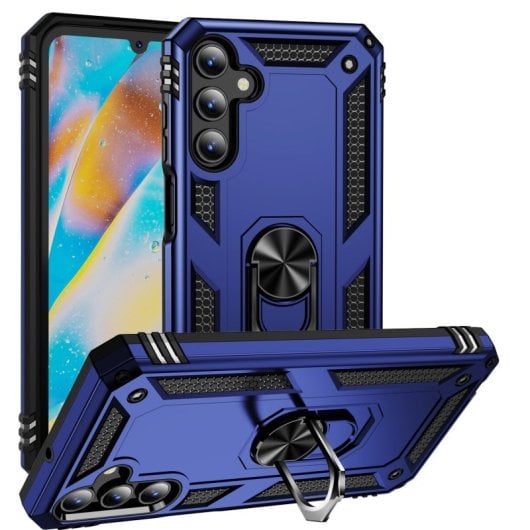 Capa magnética digital Max Power para Samsung Galaxy A15 com anel giratório azul