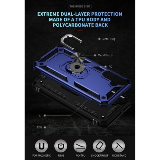 Capa magnética digital Max Power para Samsung Galaxy A15 com anel giratório azul
