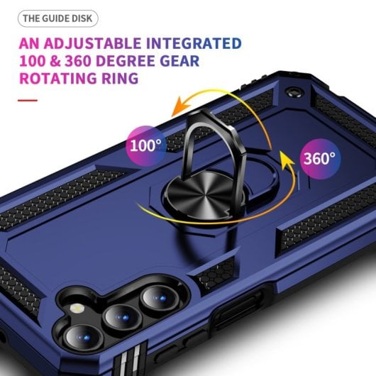 Capa magnética digital Max Power para Samsung Galaxy A15 com anel giratório azul