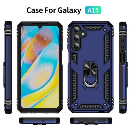 Capa magnética digital Max Power para Samsung Galaxy A15 com anel giratório azul