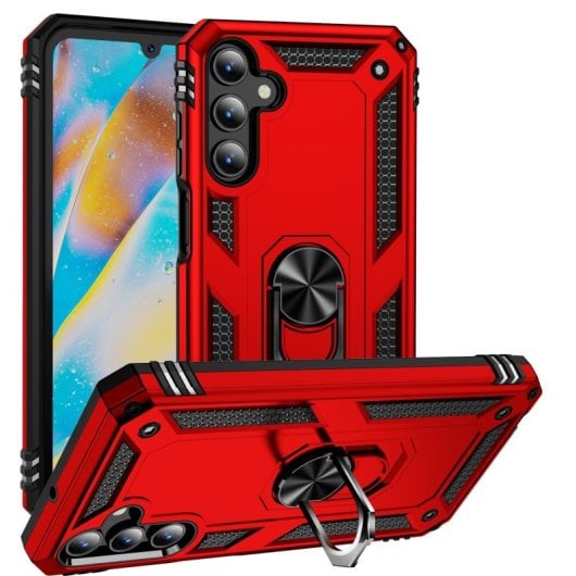 Max Power Digital Funda Magnética Para Samsung Galaxy A15 Carcasa Con Anillo Giratorio Rojo