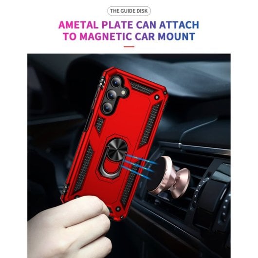 Max Power Digital Funda Magnética Para Samsung Galaxy A15 Carcasa Con Anillo Giratorio Rojo