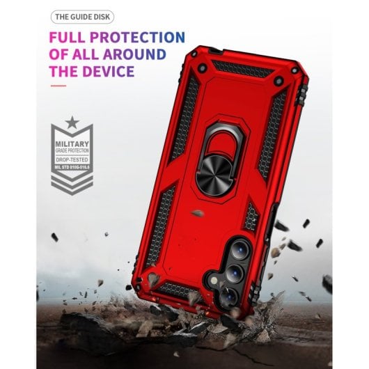 Max Power Digital Funda Magnética Para Samsung Galaxy A15 Carcasa Con Anillo Giratorio Rojo