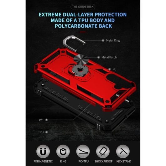 Max Power Digital Funda Magnética Para Samsung Galaxy A15 Carcasa Con Anillo Giratorio Rojo