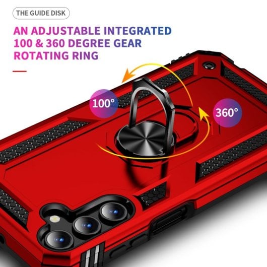 Max Power Digital Funda Magnética Para Samsung Galaxy A15 Carcasa Con Anillo Giratorio Rojo