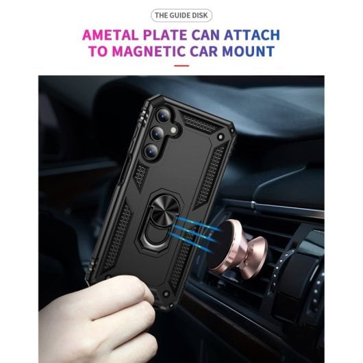 Max Power Digital Magnetic Case für Samsung Galaxy A15 Hülle mit drehbarem Ring Schwarz