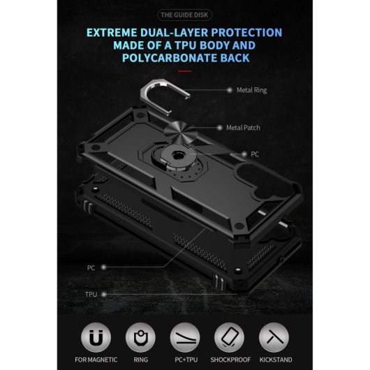 Max Power Digital Magnetic Case für Samsung Galaxy A15 Hülle mit drehbarem Ring Schwarz