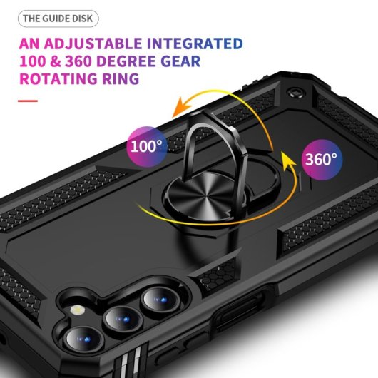 Max Power Digital Magnetic Case für Samsung Galaxy A15 Hülle mit drehbarem Ring Schwarz
