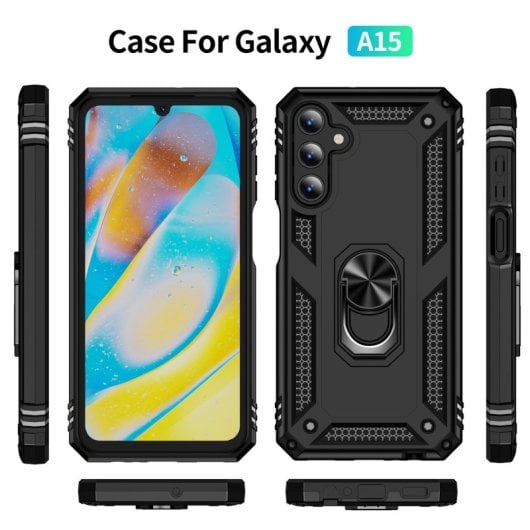 Max Power Digital Magnetic Case für Samsung Galaxy A15 Hülle mit drehbarem Ring Schwarz