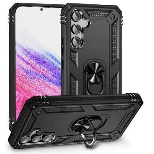 Max Power Digital Magnetic Case für Samsung Galaxy A34, Schwarze drehbare Ringhülle
