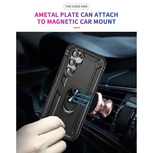 Max Power Digital Magnetic Case für Samsung Galaxy A34, Schwarze drehbare Ringhülle