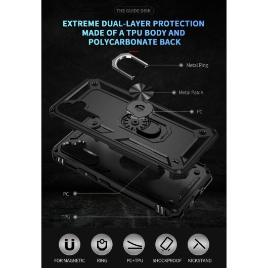 Max Power Digital Magnetic Case für Samsung Galaxy A34, Schwarze drehbare Ringhülle