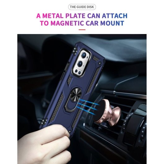 Max Power Digital Magnetic Case für Oneplus 9 Pro Hülle mit drehbarem Ring, Blau