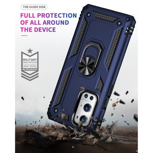 Max Power Digital Magnetic Case für Oneplus 9 Pro Hülle mit drehbarem Ring, Blau
