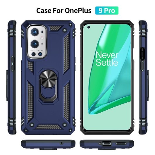 Max Power Digital Magnetic Case für Oneplus 9 Pro Hülle mit drehbarem Ring, Blau