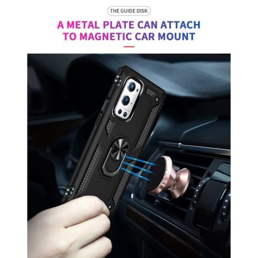 Max Power Digital Magnetic Case für Oneplus 9 Pro Hülle mit drehbarem Ring Schwarz