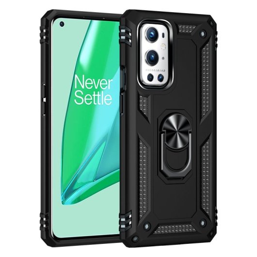 Max Power Digital Magnetic Case für Oneplus 9 Pro Hülle mit drehbarem Ring Schwarz