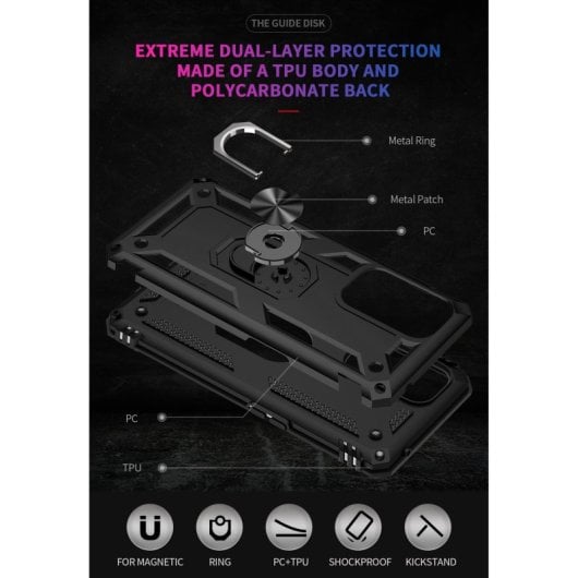 Max Power Digital Magnetic Case für Oneplus 9 Pro Hülle mit drehbarem Ring Schwarz