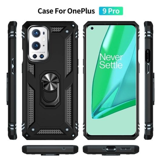 Max Power Digital Magnetic Case für Oneplus 9 Pro Hülle mit drehbarem Ring Schwarz