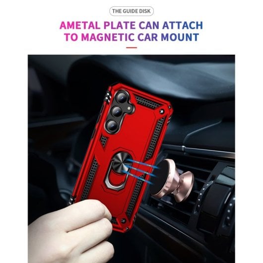 Max Power Digital Magnetic Case für Samsung Galaxy A52/A52s 5G Hülle mit drehbarem Ring, Rot