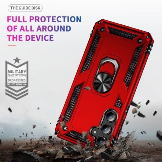 Max Power Digital Magnetic Case für Samsung Galaxy A52/A52s 5G Hülle mit drehbarem Ring, Rot