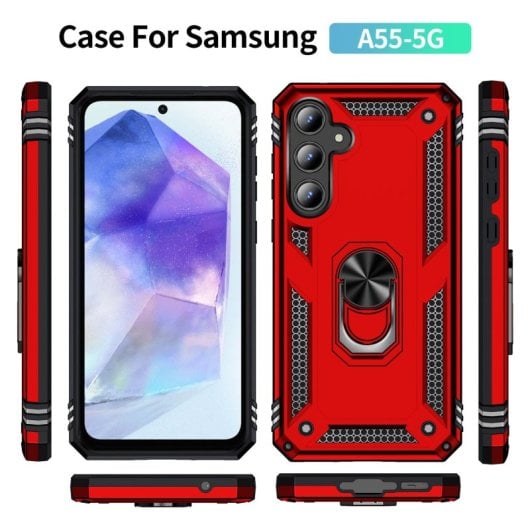 Max Power Digital Magnetic Case für Samsung Galaxy A52/A52s 5G Hülle mit drehbarem Ring, Rot