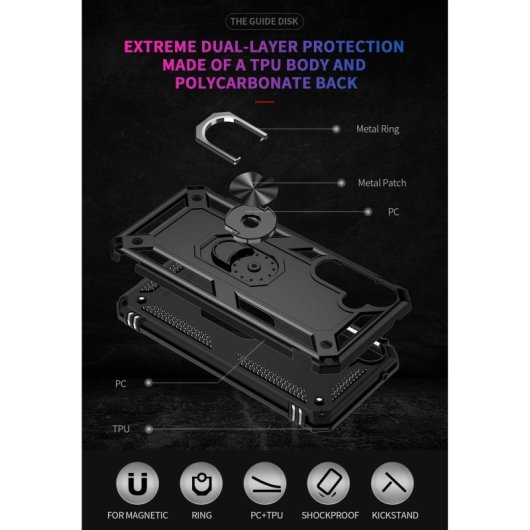 Max Power Digital Funda Magnética Para Samsung Galaxy A52/a52s 5g Carcasa Con Anillo Giratorio Negro