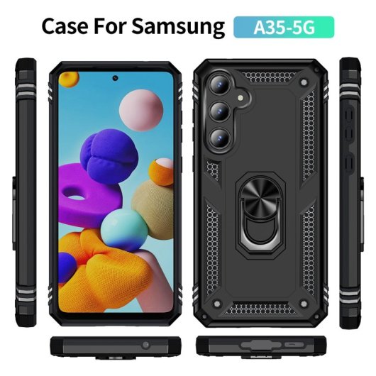 Max Power Digital Funda Magnética Para Samsung Galaxy A52/a52s 5g Carcasa Con Anillo Giratorio Negro