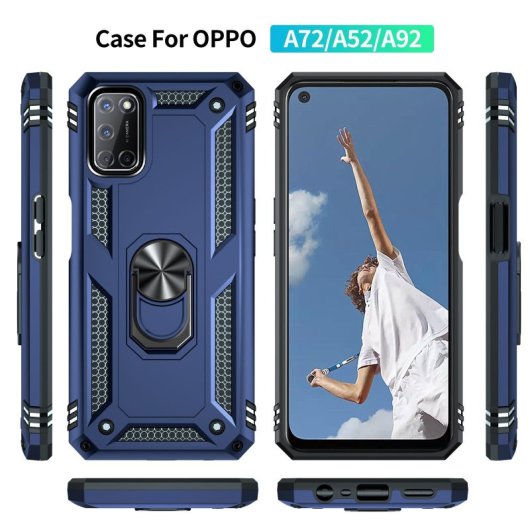 Capa magnética digital Max Power para Oppo A72/A52/A92 com anel giratório azul