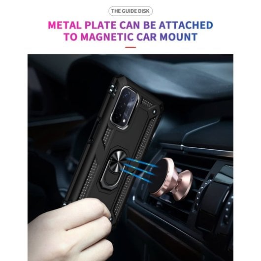 Max Power Digitale magnetische Schutzhülle für Oppo A74 5G/A93 5G/A54 5G, Hülle mit drehbarem Ringhalter, Schwarz