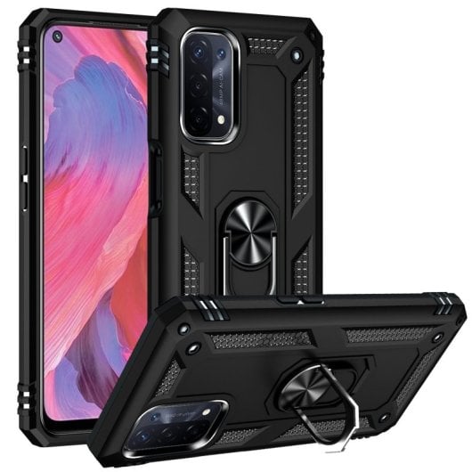 Max Power Digitale magnetische Schutzhülle für Oppo A74 5G/A93 5G/A54 5G, Hülle mit drehbarem Ringhalter, Schwarz