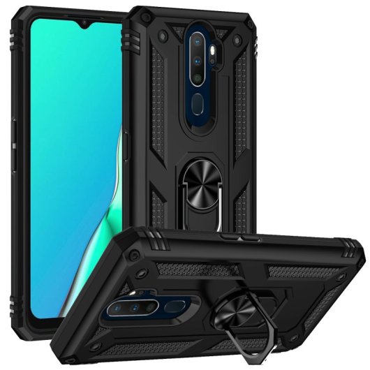 Max Power Digital Magnetic Case für Oppo A9 2020/A5 2020 Hülle mit drehbarem Ring Schwarz