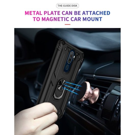 Max Power Digital Magnetic Case für Oppo A9 2020/A5 2020 Hülle mit drehbarem Ring Schwarz