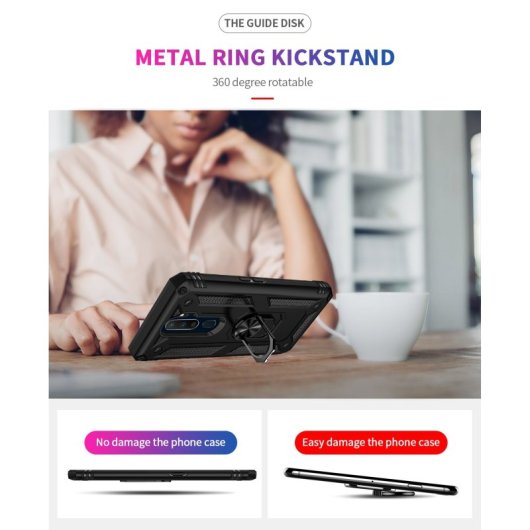 Max Power Digital Magnetic Case für Oppo A9 2020/A5 2020 Hülle mit drehbarem Ring Schwarz