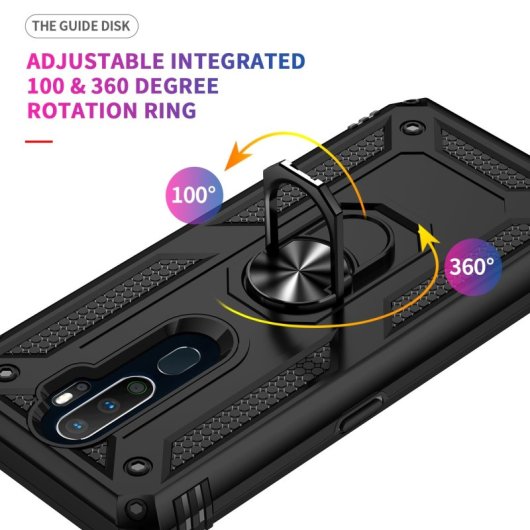 Max Power Digital Magnetic Case für Oppo A9 2020/A5 2020 Hülle mit drehbarem Ring Schwarz