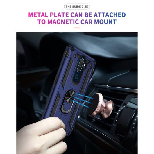 Max Power Digital Magnetic Case für Oppo A9 2020/A5 2020 Hülle mit drehbarem Ring, Blau