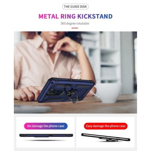 Max Power Digital Magnetic Case für Oppo A9 2020/A5 2020 Hülle mit drehbarem Ring, Blau