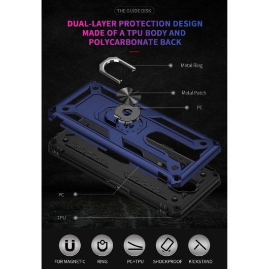 Max Power Digital Magnetic Case für Oppo A9 2020/A5 2020 Hülle mit drehbarem Ring, Blau