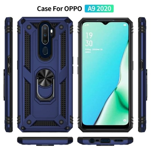 Max Power Digital Magnetic Case für Oppo A9 2020/A5 2020 Hülle mit drehbarem Ring, Blau