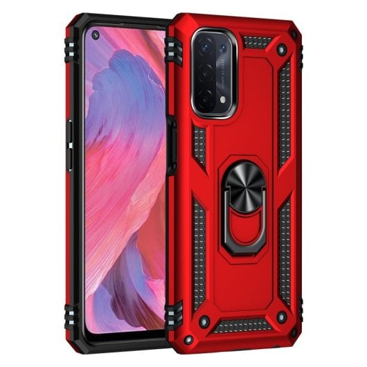 Capa magnética digital Max Power para Oppo A74 5G/A93 5G/A54 5G com suporte de anel rotativo, vermelha