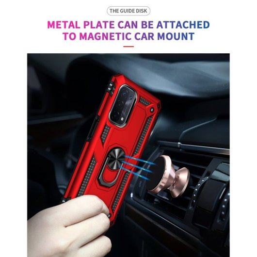 Capa magnética digital Max Power para Oppo A74 5G/A93 5G/A54 5G com suporte de anel rotativo, vermelha