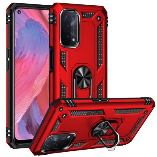Capa magnética digital Max Power para Oppo A74 5G/A93 5G/A54 5G com suporte de anel rotativo, vermelha