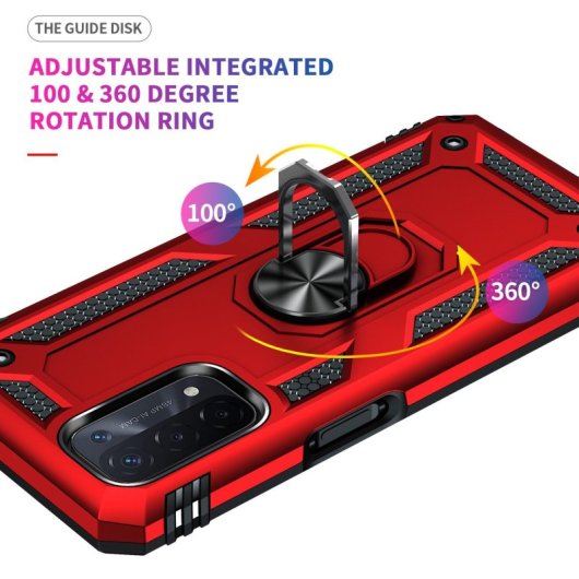 Capa magnética digital Max Power para Oppo A74 5G/A93 5G/A54 5G com suporte de anel rotativo, vermelha