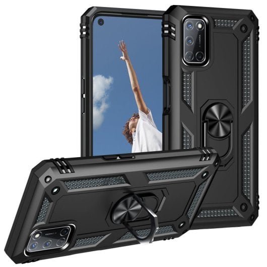Max Power Digital Funda Magnética Para Oppo A72 / A52 / A92 Carcasa Con Anillo Giratorio Negro